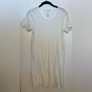 Hanro Ribbed White Cotton Sleep Dress Size Small